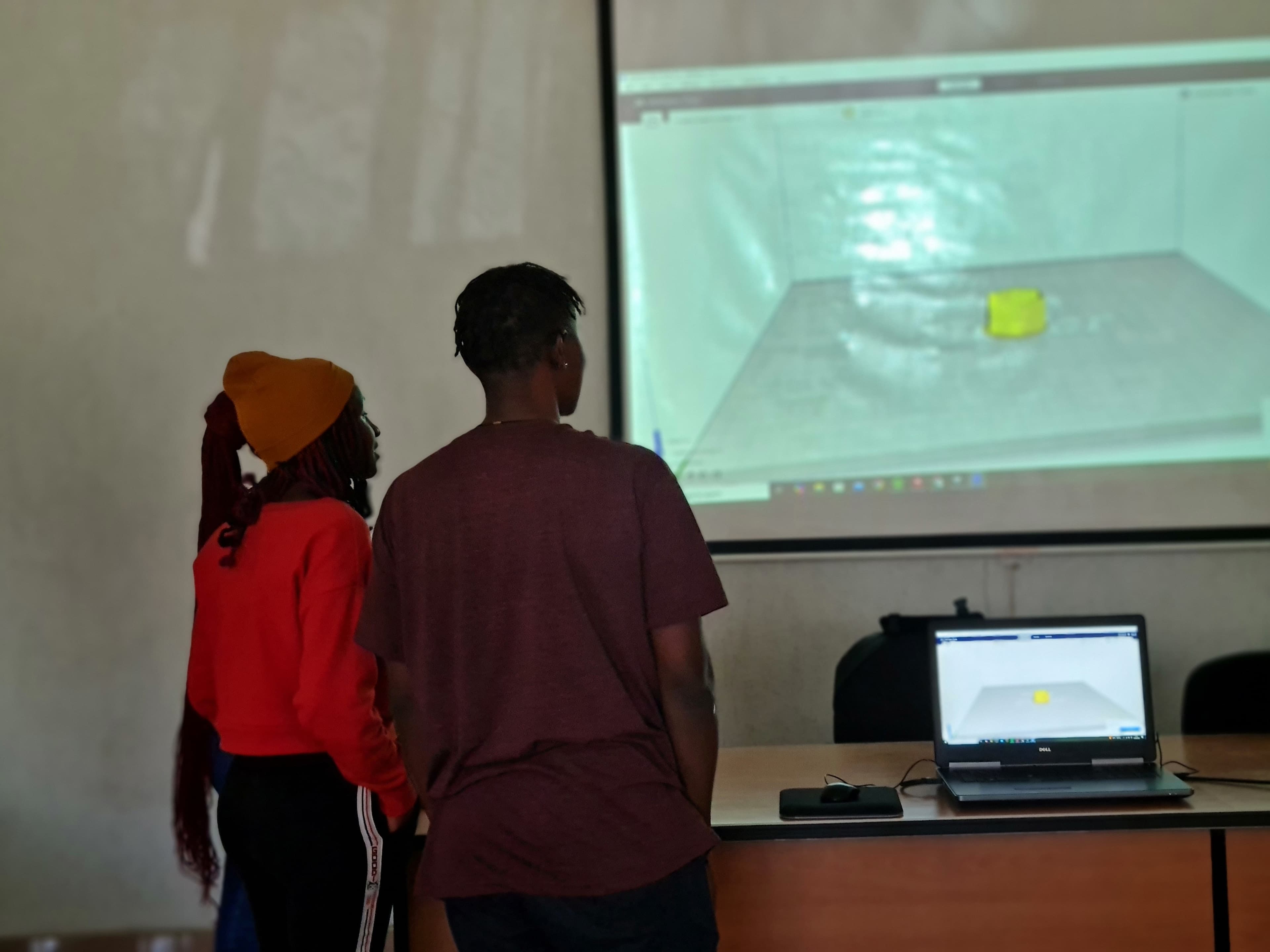 Young women learning technology skills